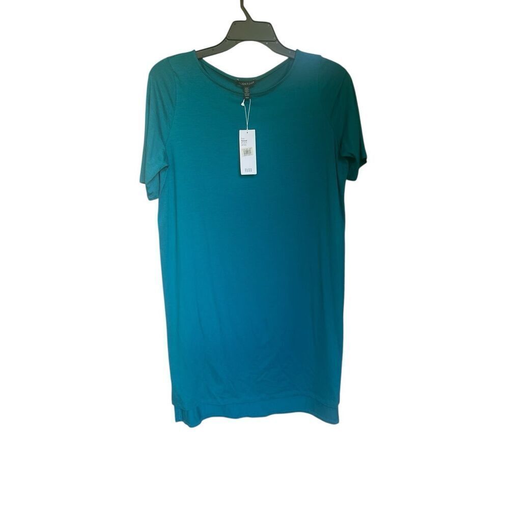 NWT Eileen Fisher Fine Tencel Stretch Jersey Tunic Dress Green Size M